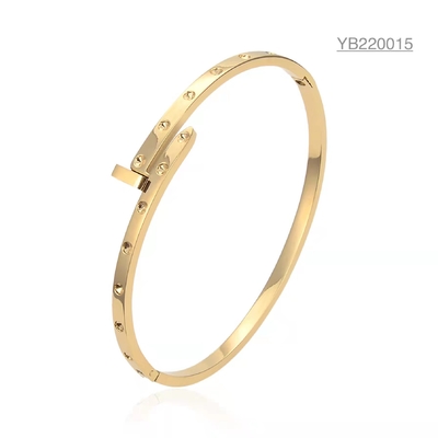 دستبند پیچ ​​طلایی 18 عیار چاپ شده با جواهرات انحصاری استیل ضد زنگ