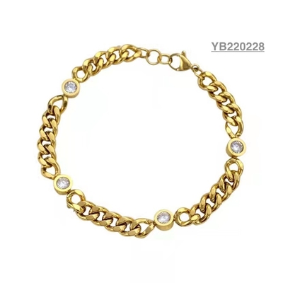 دستبند بدلیجات طلا به سبک اروپایی آمریکایی النگو با زنجیر ضخیم طلا