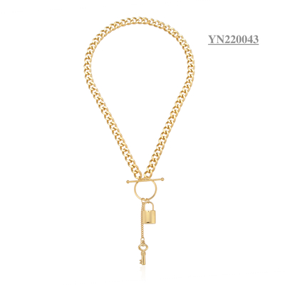 آویز قفل کلیدی گردنبند جواهرات تورک زنجیر استیل 18 عیار
