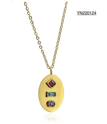 گردنبند آویز مد روز 14 عیار CZ جواهرات سه رنگ جواهر قیمتی