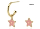 گوشواره های حلقه ای ستاره ای کودکانه صورتی زیبا گوشواره های استیل ضد زنگ طلای 18 عیار