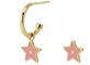 گوشواره های حلقه ای ستاره ای کودکانه صورتی زیبا گوشواره های استیل ضد زنگ طلای 18 عیار
