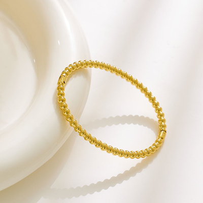دستبند مهره طلای پارتی دستبند توپی با روکش طلا 14 عیار مدل کشدار