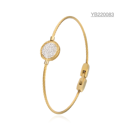 دستبند استیل ضد زنگ کامل الماس براق دستبند استیل ضد زنگ و طلای 14 عیار