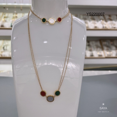 ست جواهرات سه رنگ گردنبند استیل سه رنگ با نام تجاری لوکس دستبند ساده