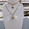 گردنبند زنجیر گل آویز هگزاگرام طلا و جواهر مد استیل