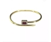 دستبند ناخن با الماس یاقوت قرمز لوکس النگو استیل ضد زنگ طلای 24 عیار