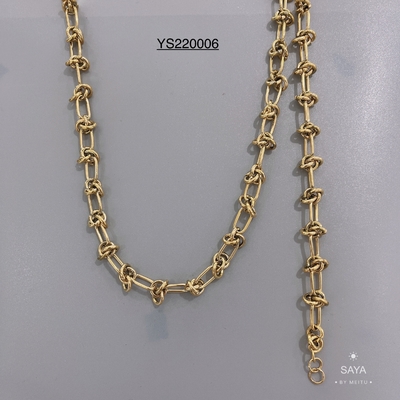 دستبند حلقه ست جواهرات زنجیره ای فولاد ضد زنگ با نام تجاری لوکس طلا